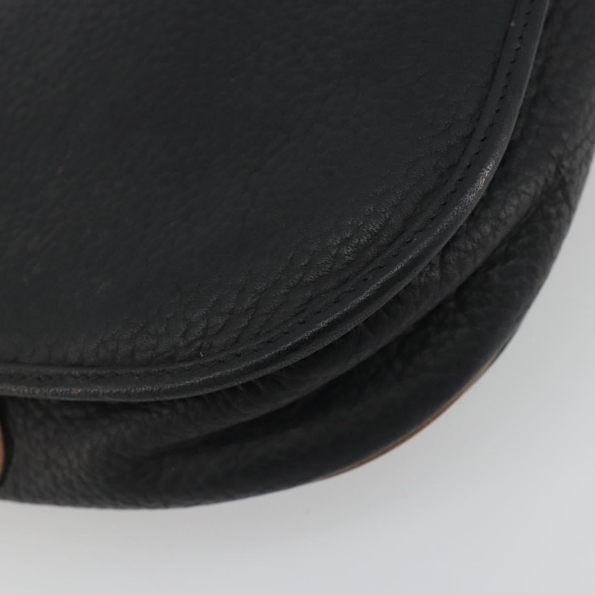 Christian Dior Shoulder Bag Leather Black Gold Auth 194288A
