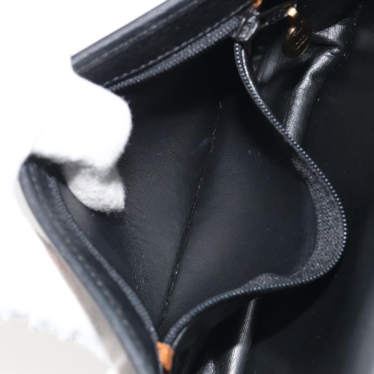 Christian Dior Shoulder Bag Leather Black Gold Auth 194288A