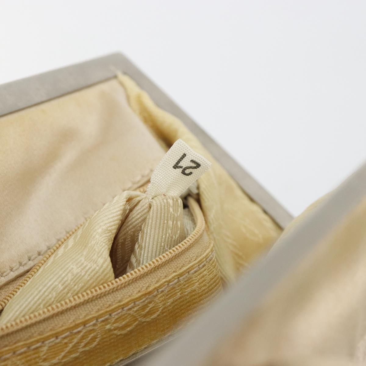 PRADA Hand Bag Satin Beige Silver Auth 194289