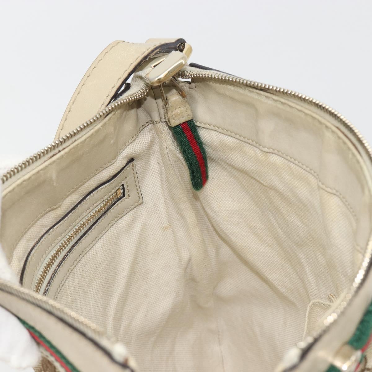 GUCCI GG Canvas Web Sherry Line Shoulder Bag Beige Gold 257065 Auth 194292