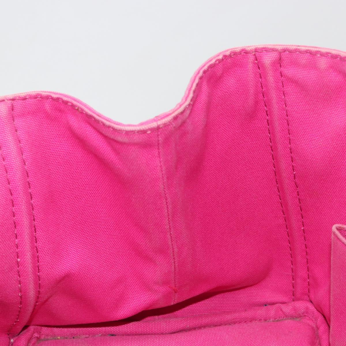 PRADA Canapa MM Hand Bag Canvas Pink Gold Auth 194294