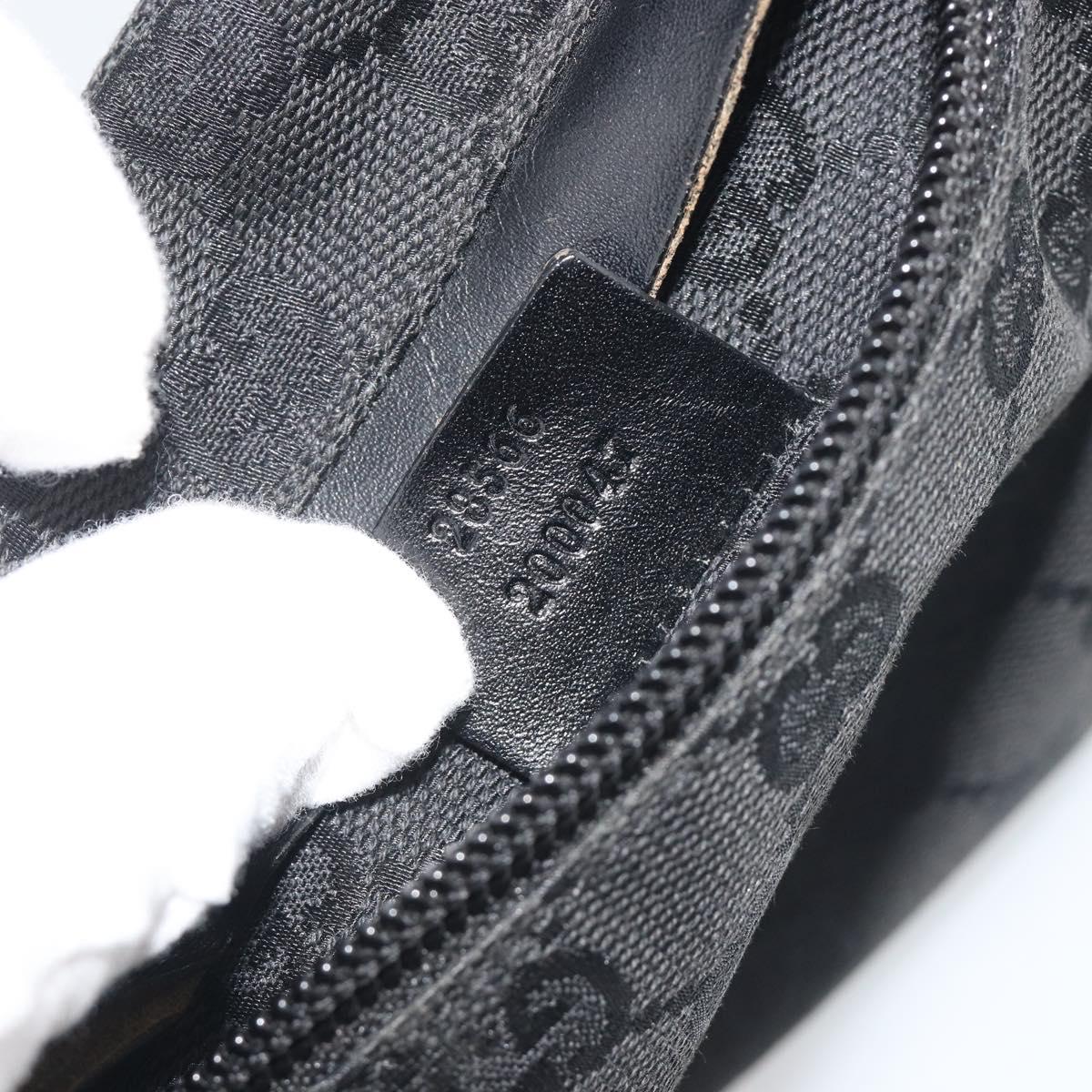 GUCCI GG Canvas Waist Bag Black Silver 28566 Auth 194295