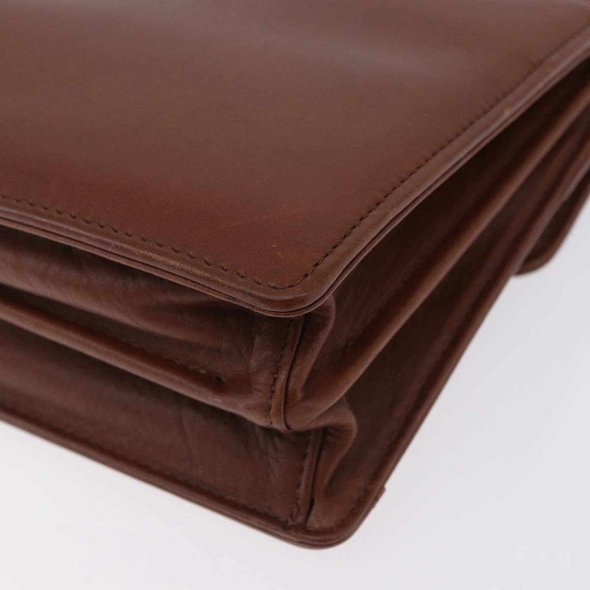 BALENCIAGA Clutch Bag Leather Brown Gold Auth 194296
