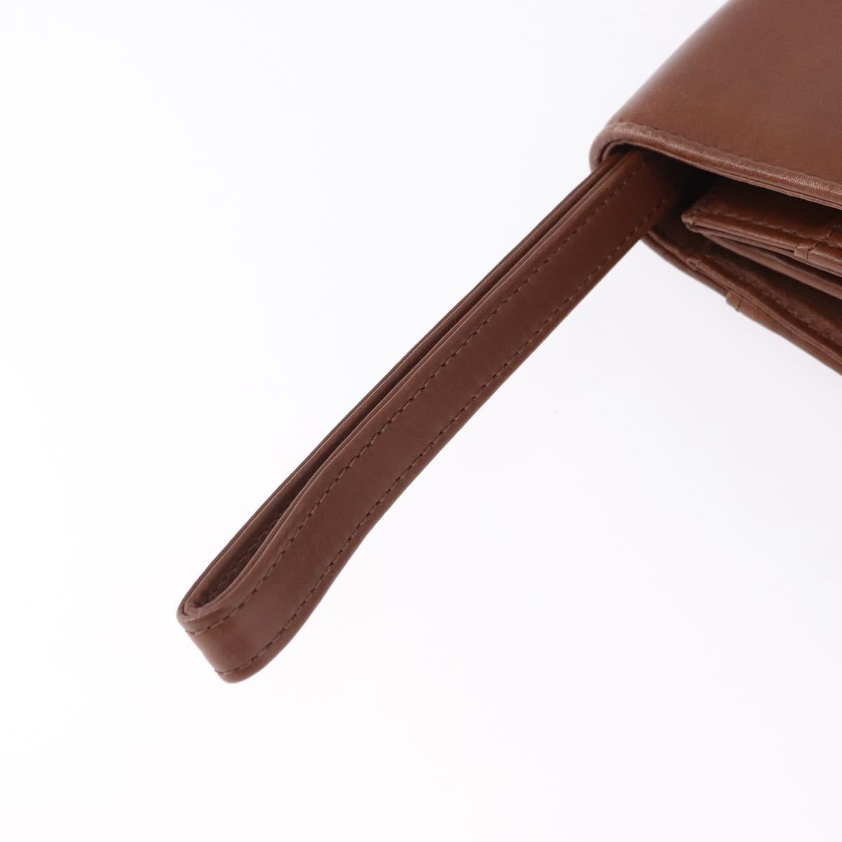 BALENCIAGA Clutch Bag Leather Brown Gold Auth 194296
