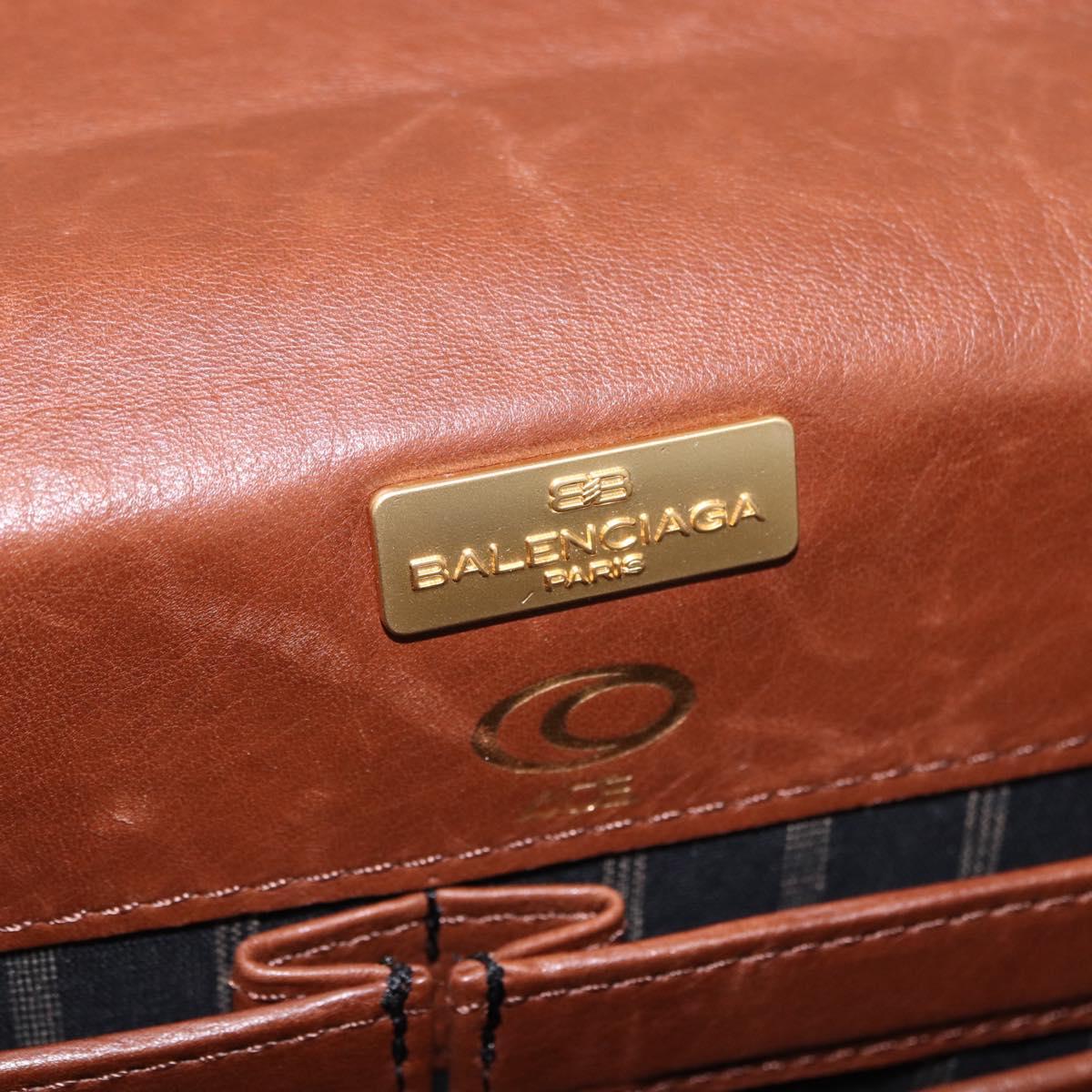 BALENCIAGA Clutch Bag Leather Brown Gold Auth 194296
