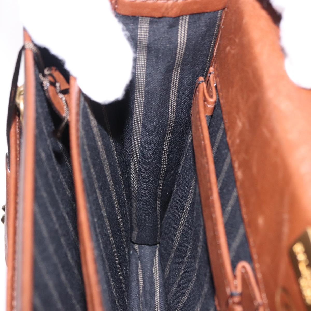 BALENCIAGA Clutch Bag Leather Brown Gold Auth 194296