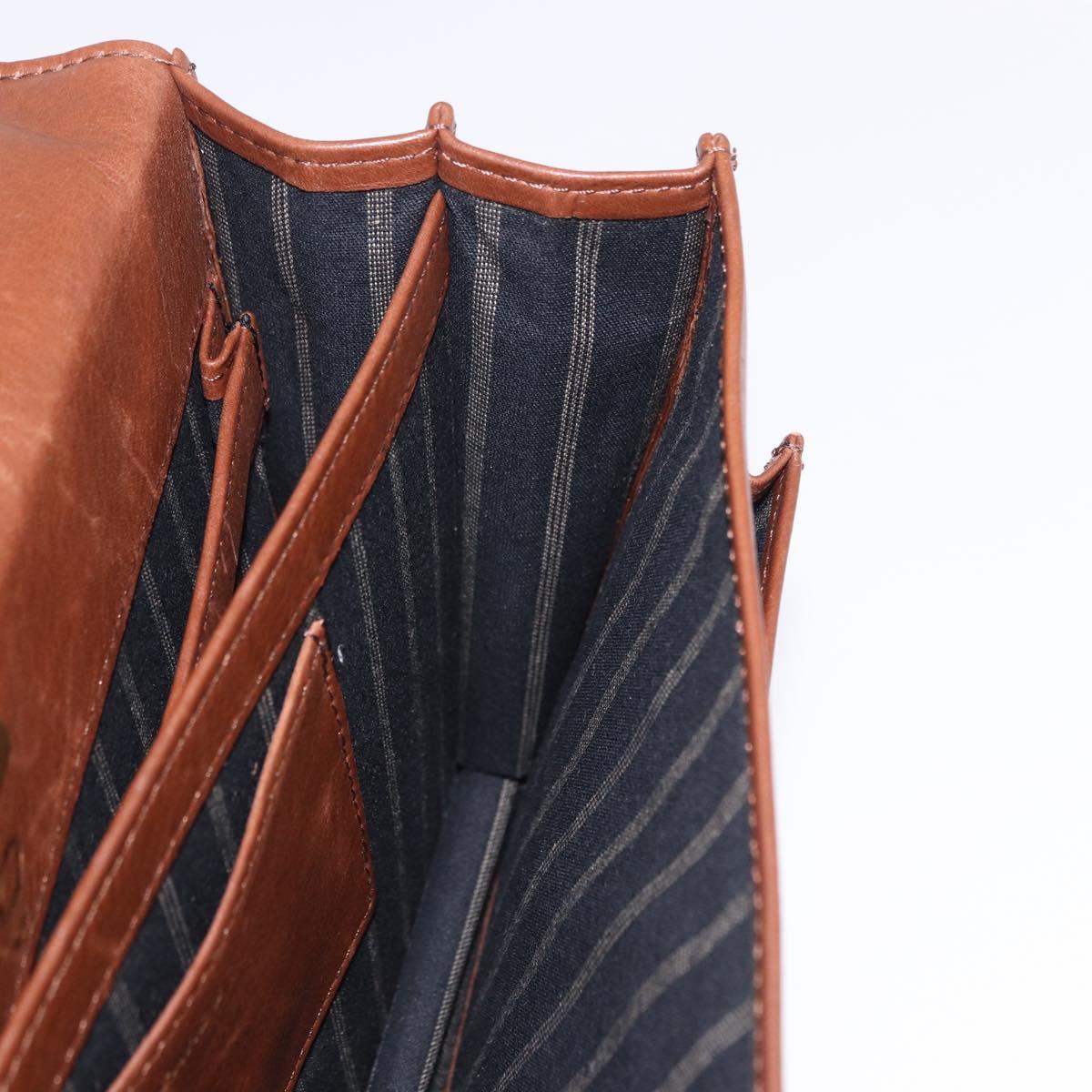 BALENCIAGA Clutch Bag Leather Brown Gold Auth 194296