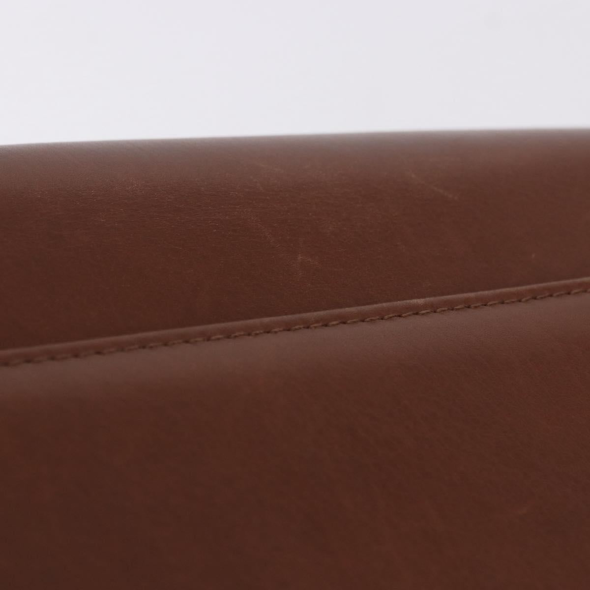 BALENCIAGA Clutch Bag Leather Brown Gold Auth 194296