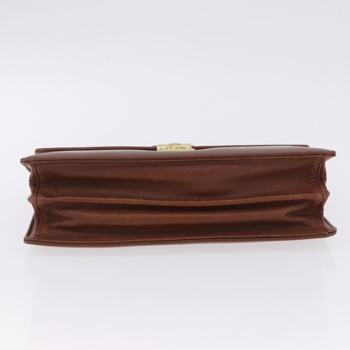 BALENCIAGA Clutch Bag Leather Brown Gold Auth 194296