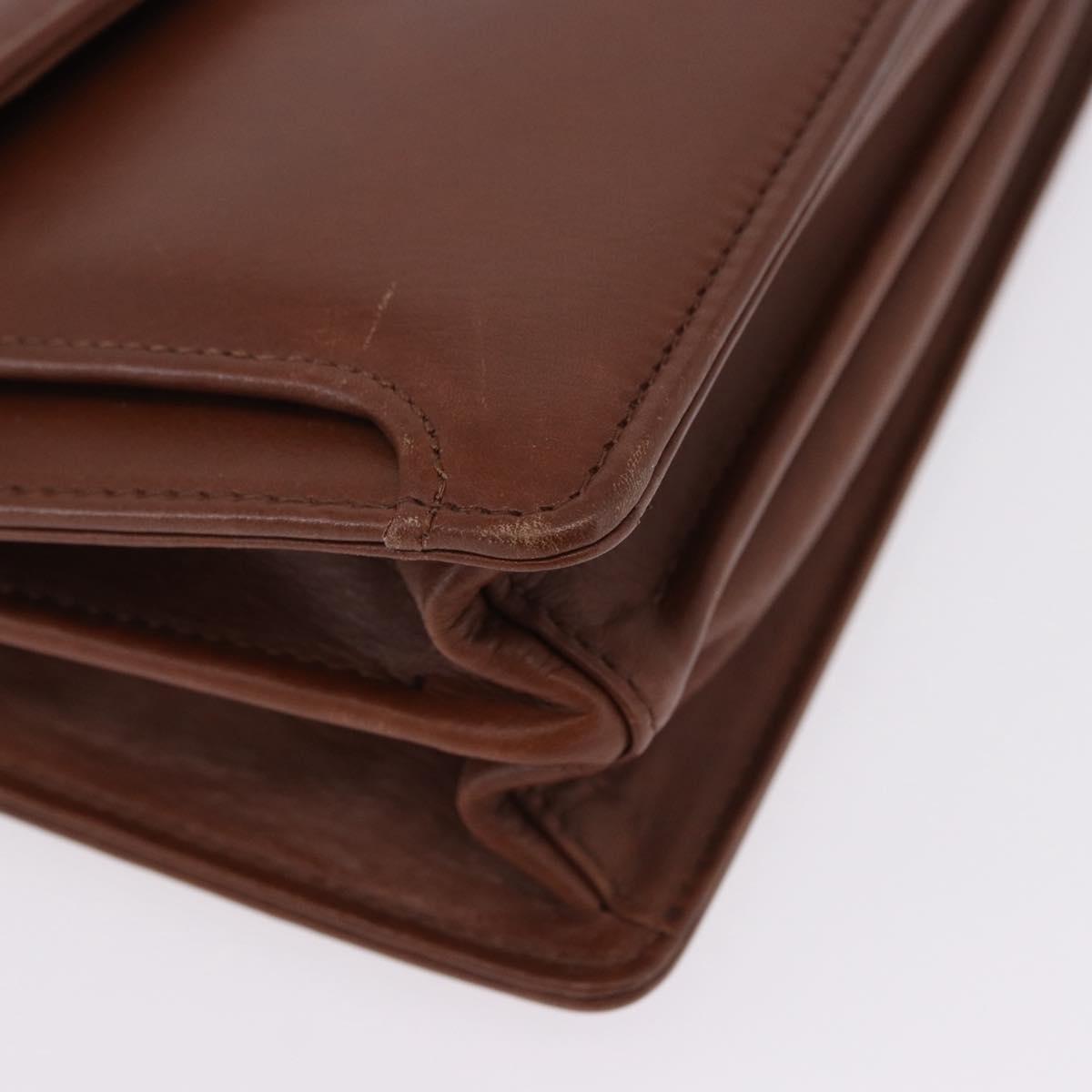 BALENCIAGA Clutch Bag Leather Brown Gold Auth 194296
