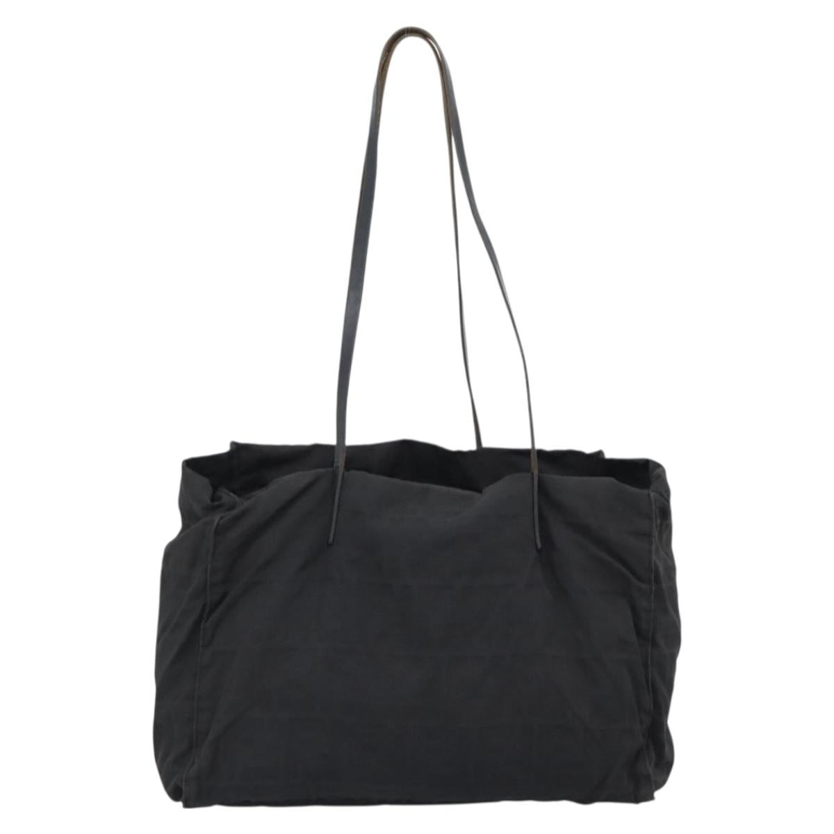 FENDI Zucca Canvas Tote Bag Black Silver Auth 194305