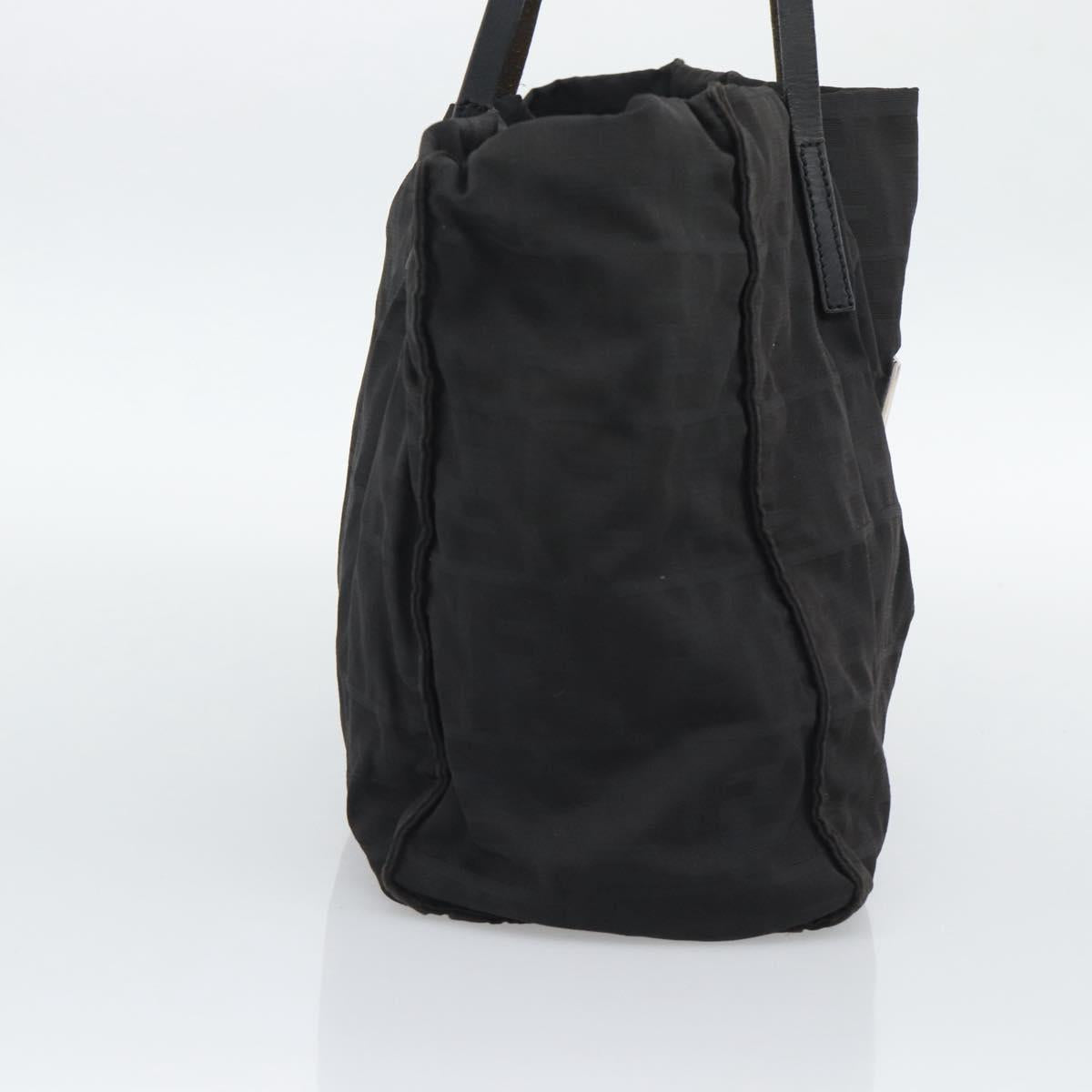 FENDI Zucca Canvas Tote Bag Black Silver Auth 194305