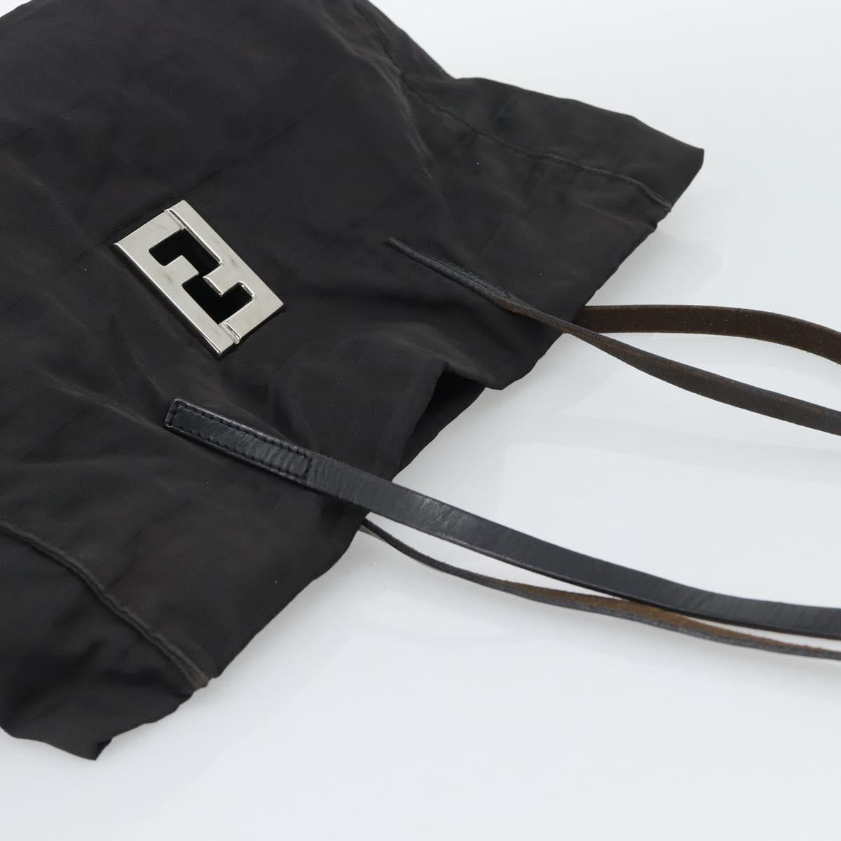 FENDI Zucca Canvas Tote Bag Black Silver Auth 194305