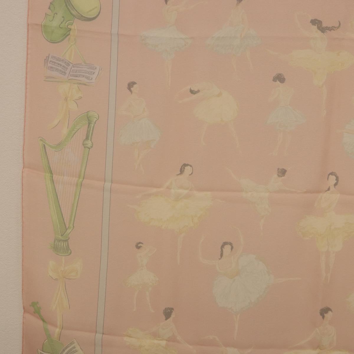 HERMES Carre 90 Scarf ”LES DANSEUSES” Silk Pink Auth 194306M