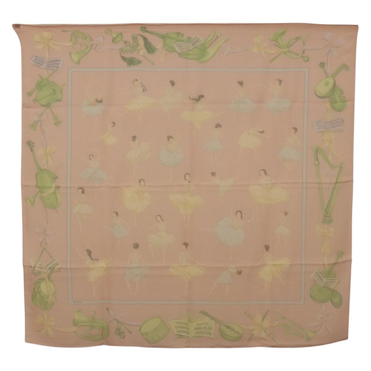 HERMES Carre 90 Scarf ”LES DANSEUSES” Silk Pink Auth 194306M
