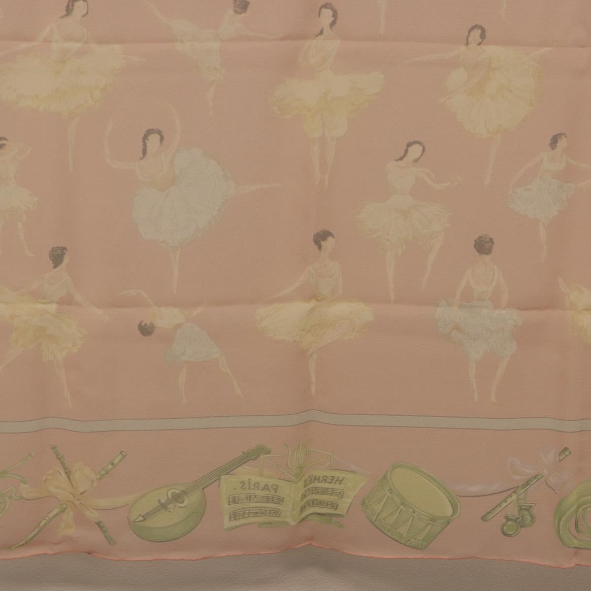HERMES Carre 90 Scarf ”LES DANSEUSES” Silk Pink Auth 194306M