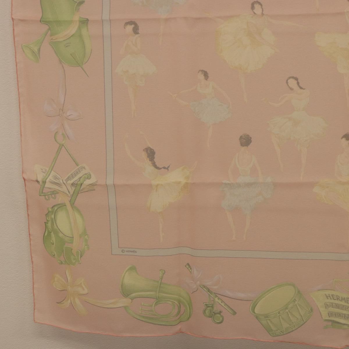 HERMES Carre 90 Scarf ”LES DANSEUSES” Silk Pink Auth 194306M