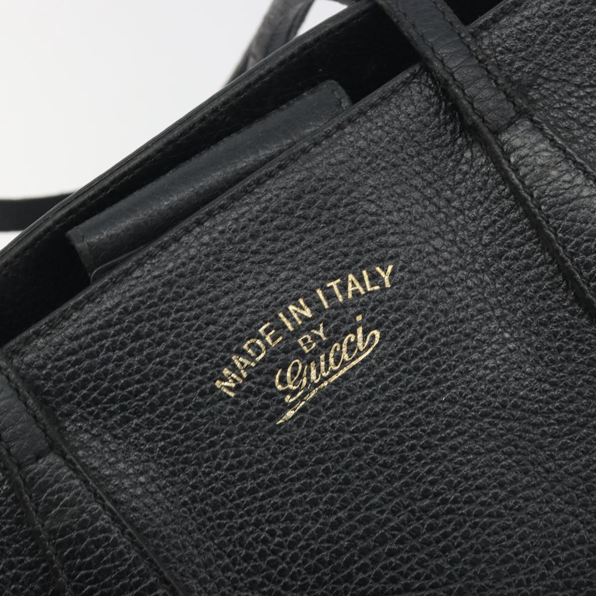 GUCCI Swing Tote Bag Leather Black Gold Tone 354408 Auth 194308
