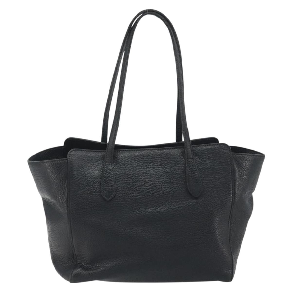 GUCCI Swing Tote Bag Leather Black Gold Tone 354408 Auth 194308