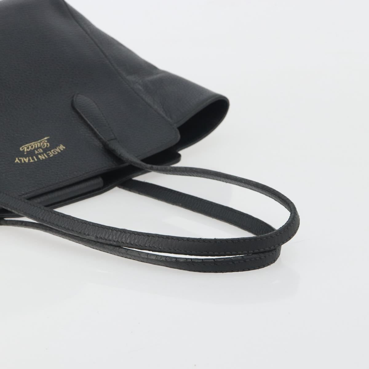 GUCCI Swing Tote Bag Leather Black Gold Tone 354408 Auth 194308