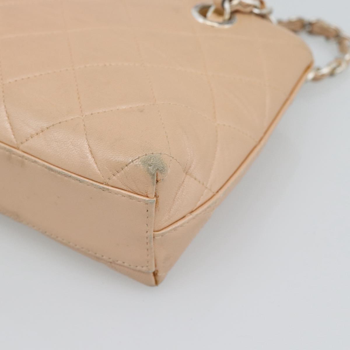 CHANEL Matelasse Chain Hand Bag Lamb Skin Pink Silver CC Auth 194311A