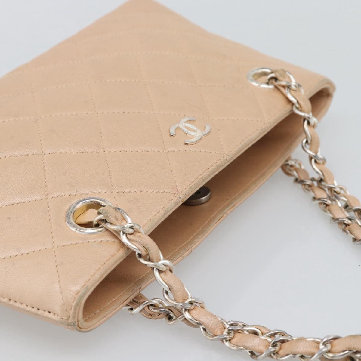 CHANEL Matelasse Chain Hand Bag Lamb Skin Pink Silver CC Auth 194311A
