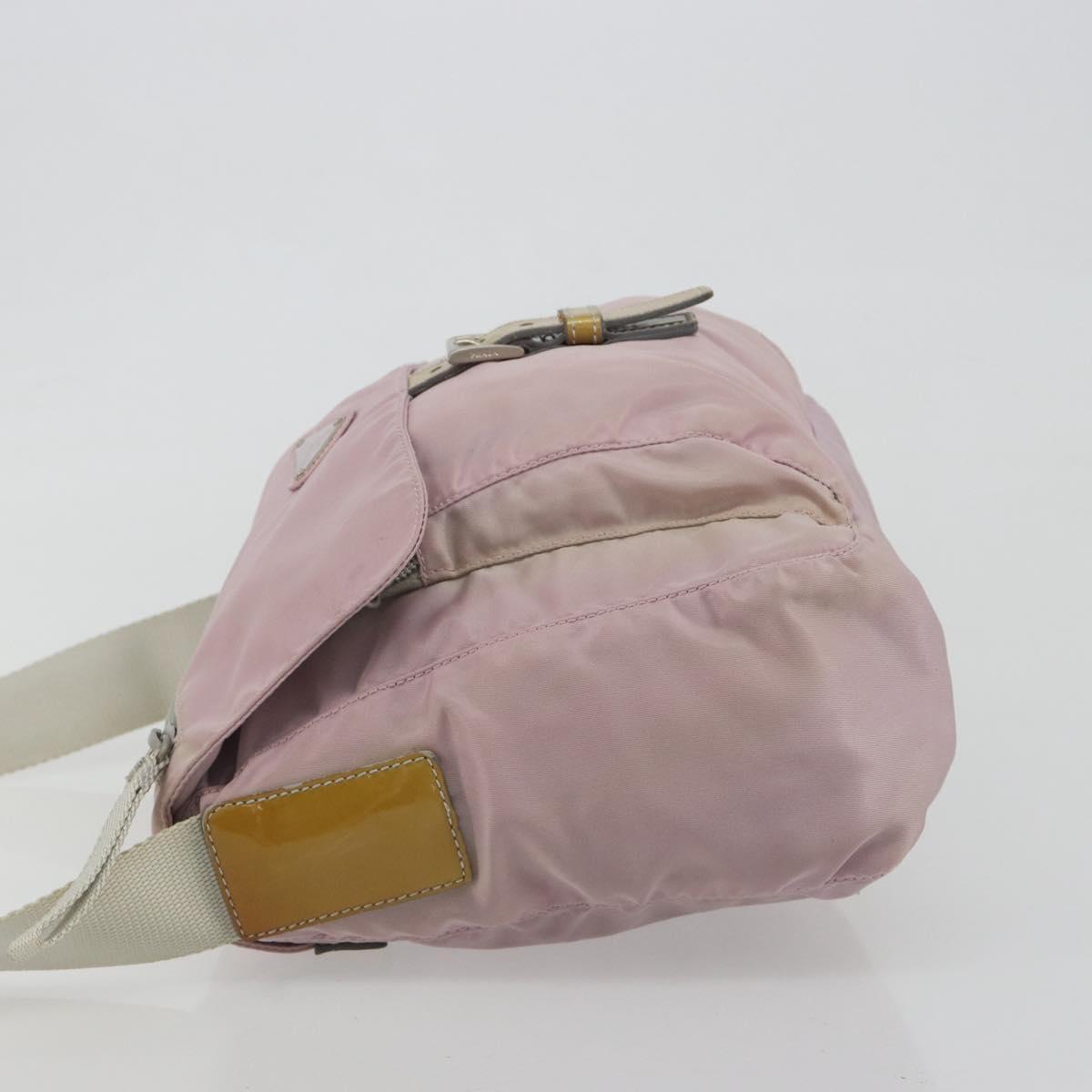 PRADA Shoulder Bag Nylon Pink Silver Auth 194319A