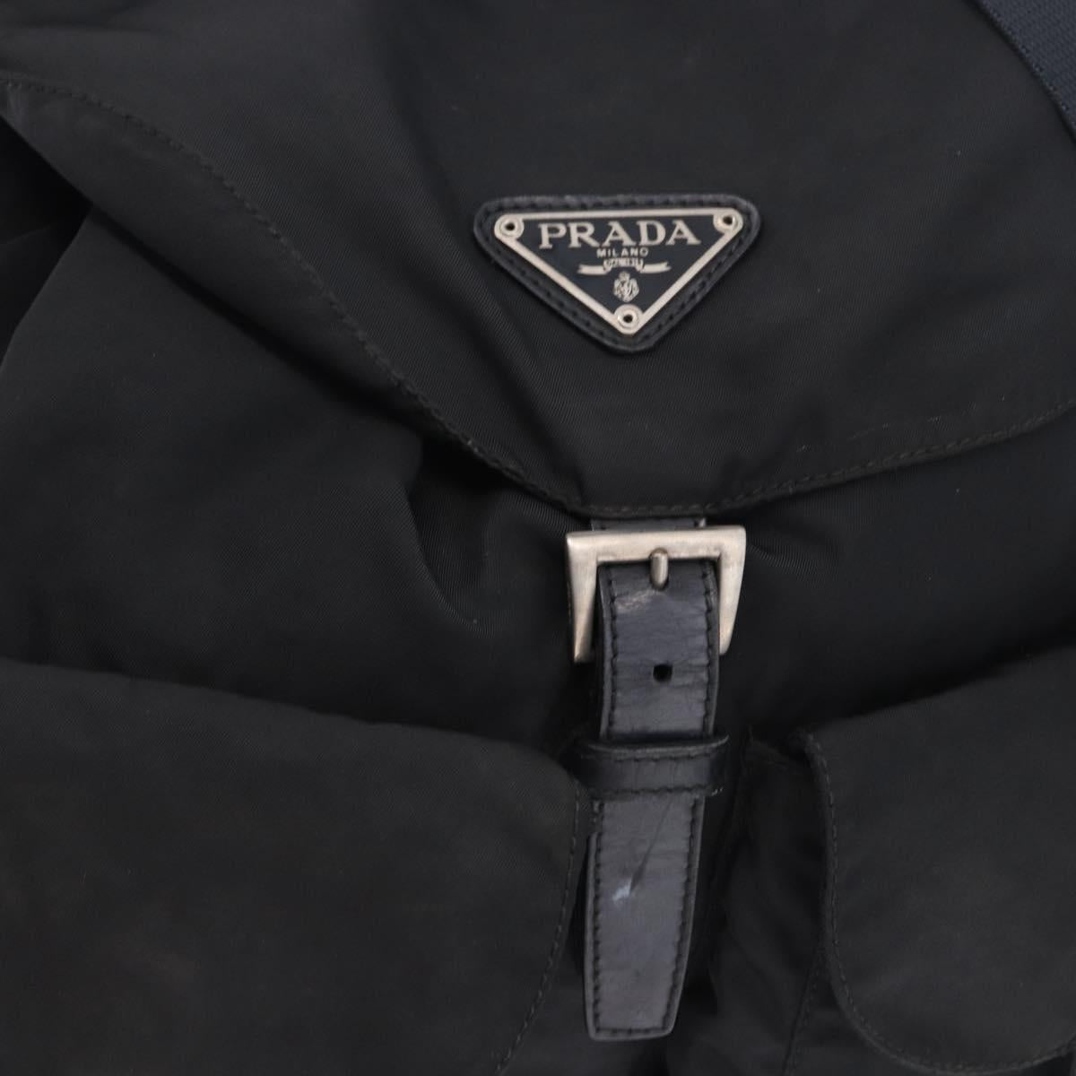 PRADA Backpack Nylon Black Silver Auth 194322