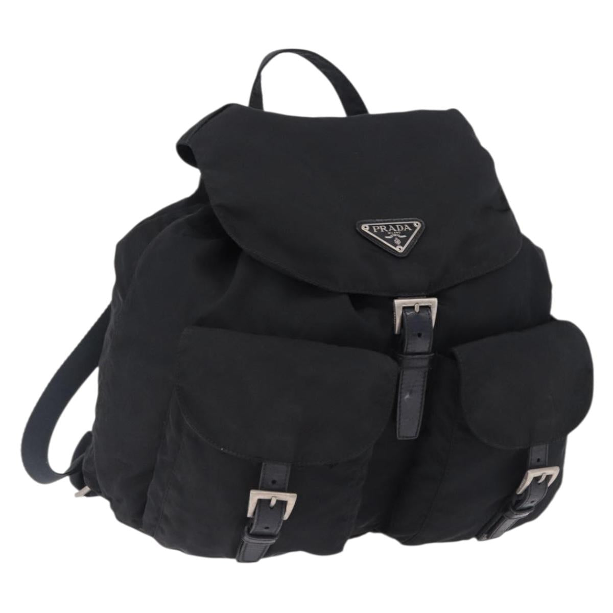 PRADA Backpack Nylon Black Silver Auth 194322