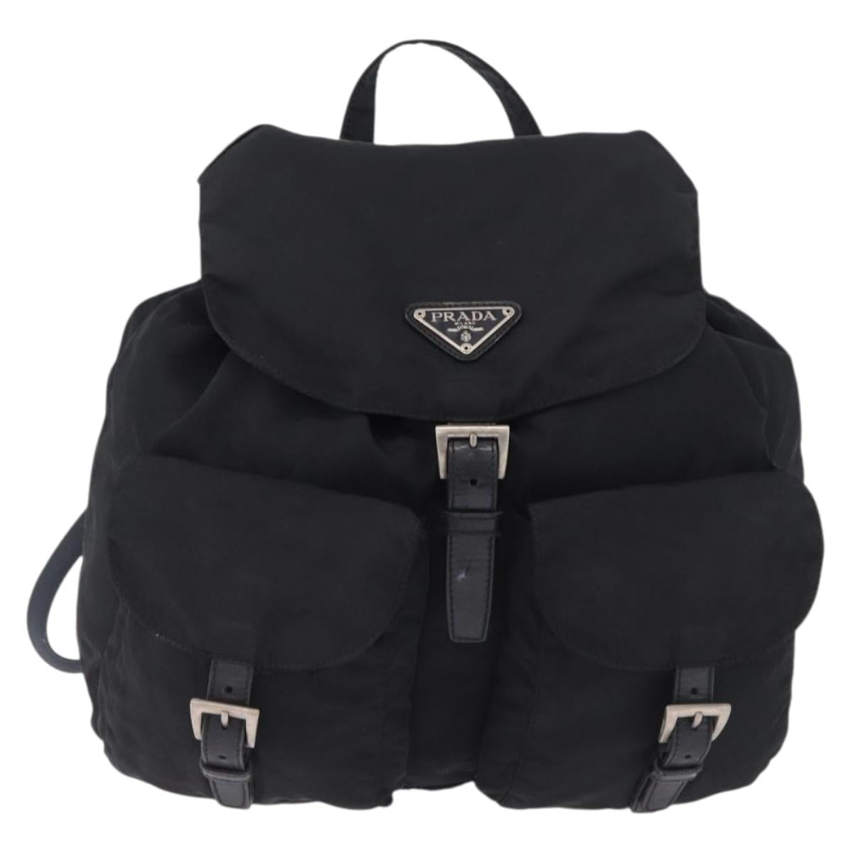 PRADA Backpack Nylon Black Silver Auth 194322