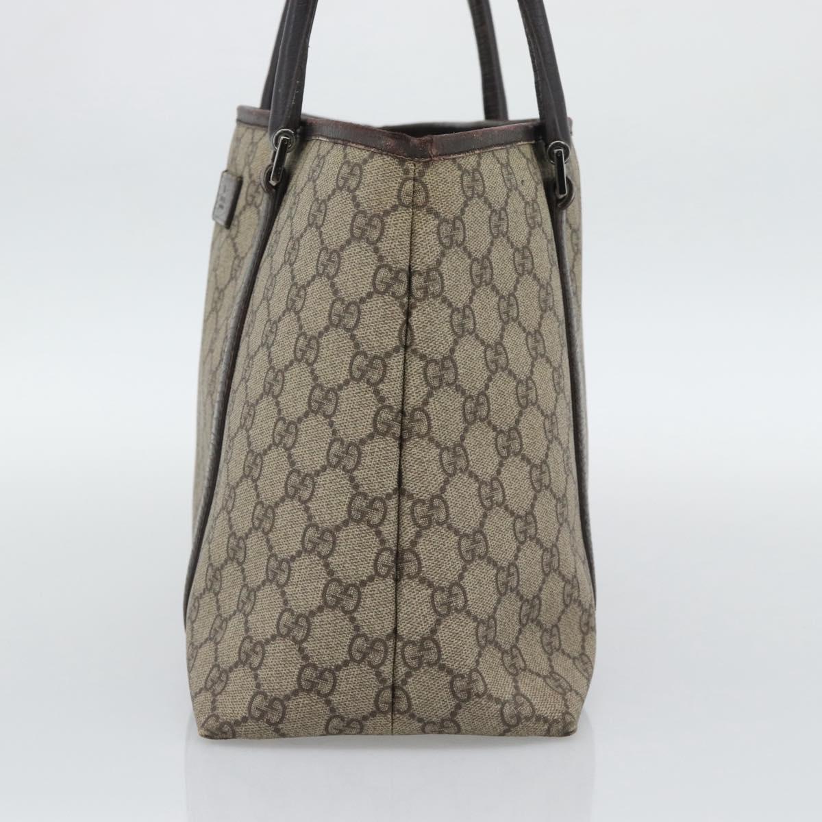 GUCCI GG Supreme Tote Bag PVC Beige Silver 114595 Auth 194324