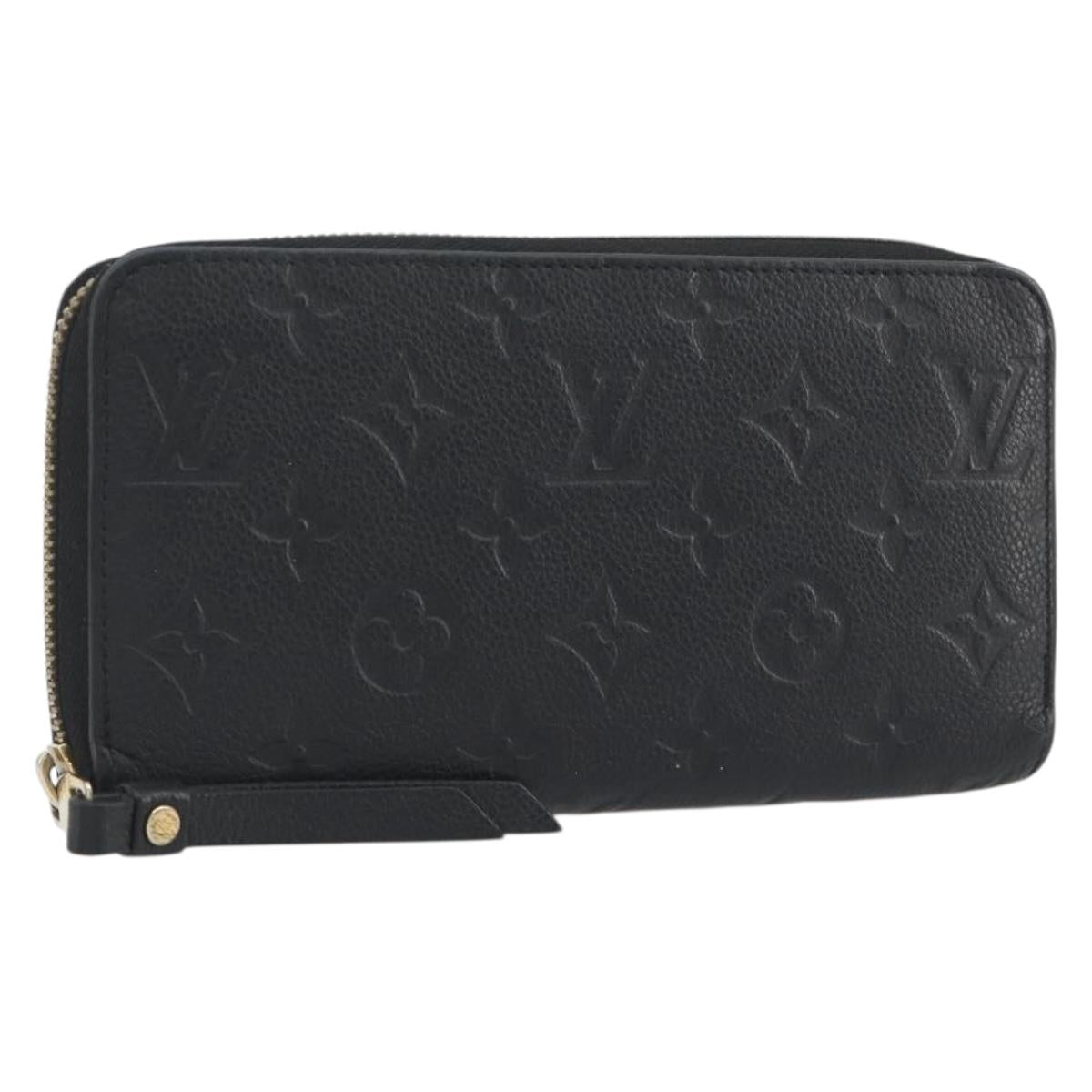 LOUIS VUITTON Monogram Empreinte Zippy Wallet Long Wallet Black M61864 LV Auth 194326A