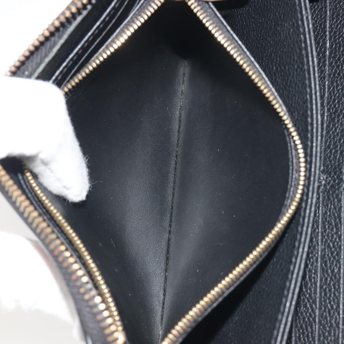 LOUIS VUITTON Monogram Empreinte Zippy Wallet Long Wallet Black M61864 LV Auth 194326A