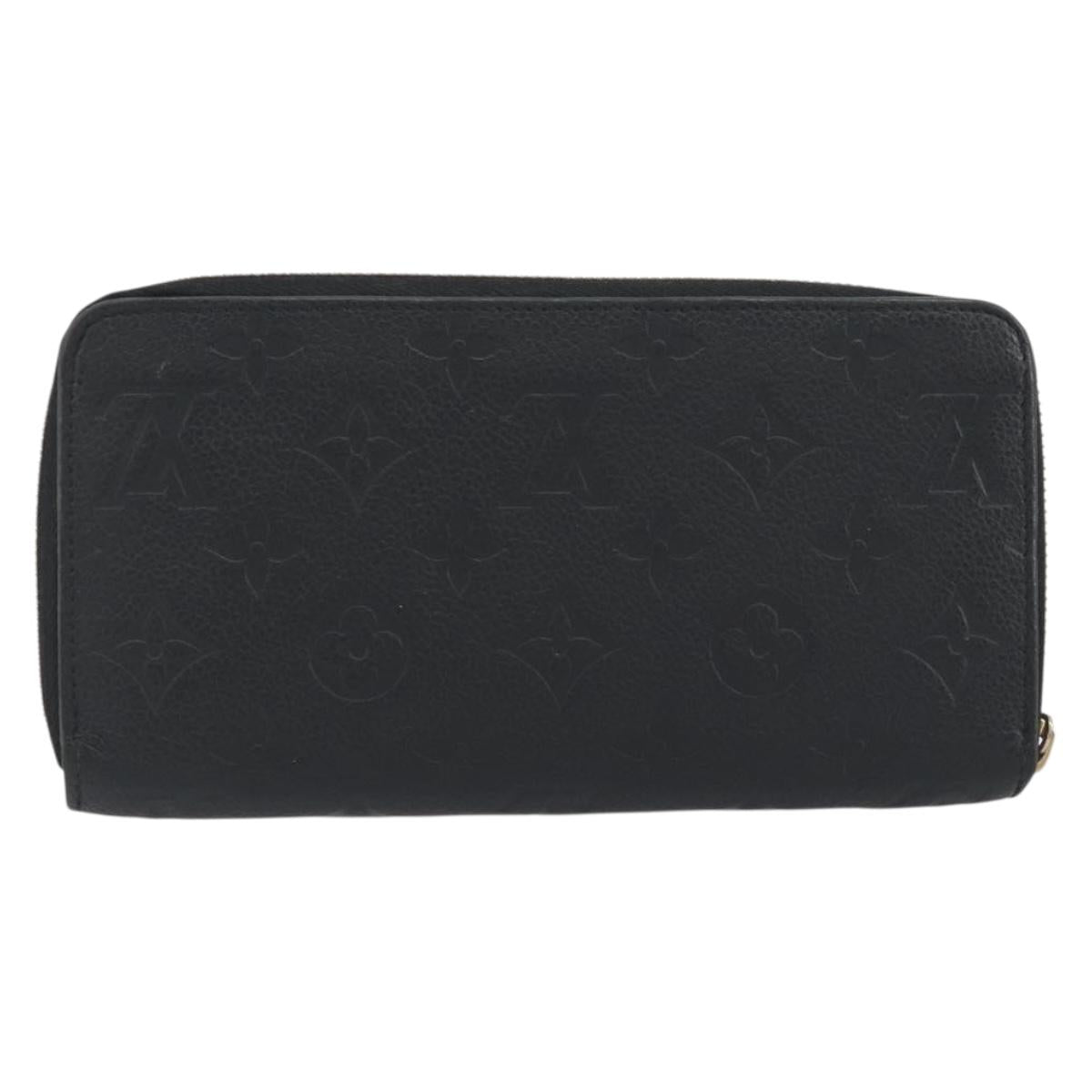 LOUIS VUITTON Monogram Empreinte Zippy Wallet Long Wallet Black M61864 LV Auth 194326A