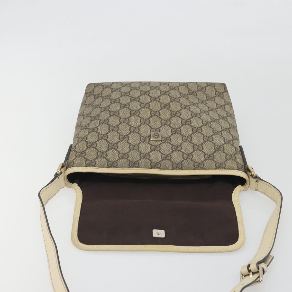 GUCCI GG Supreme Shoulder Bag PVC Beige Gold 223666 Auth 194327