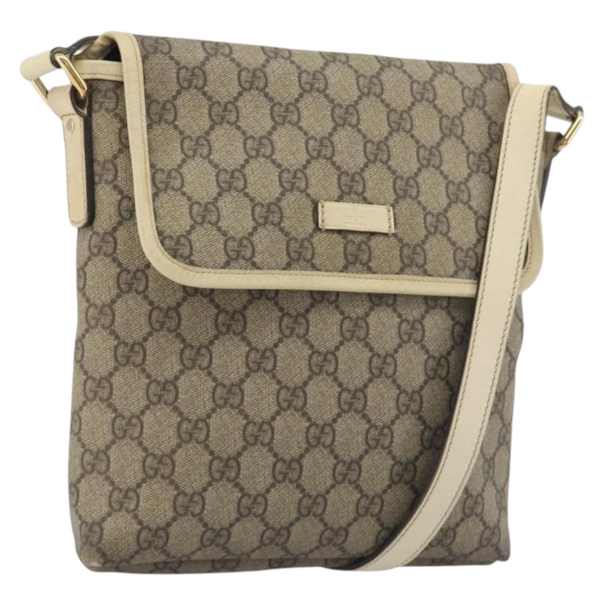 GUCCI GG Supreme Shoulder Bag PVC Beige Gold 223666 Auth 194327