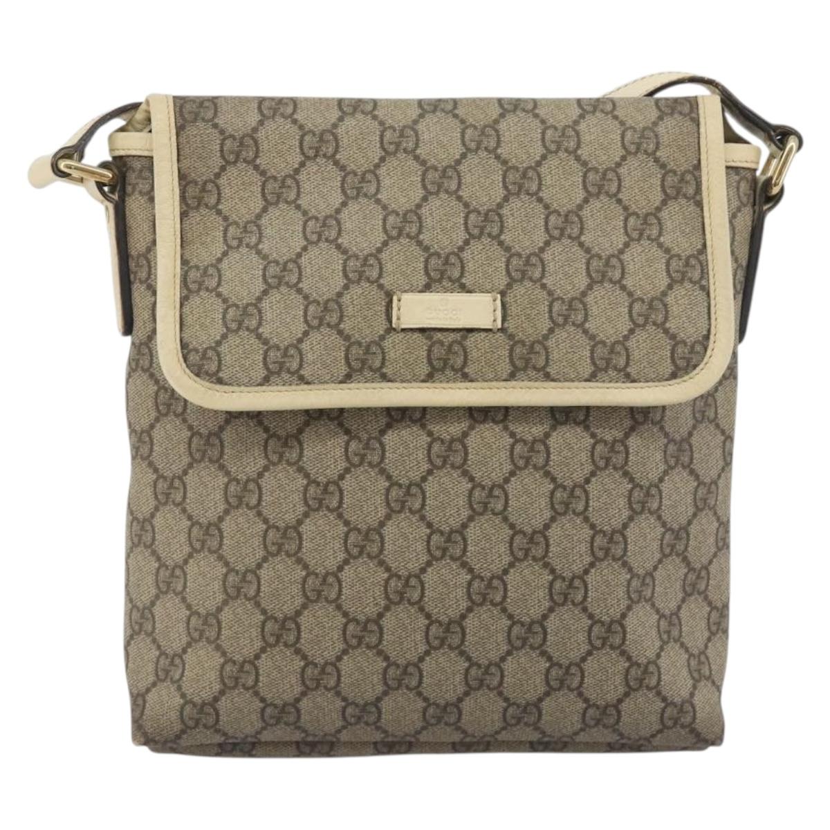 GUCCI GG Supreme Shoulder Bag PVC Beige Gold 223666 Auth 194327