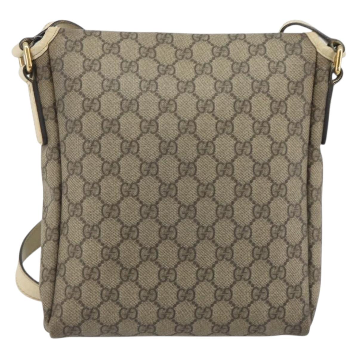 GUCCI GG Supreme Shoulder Bag PVC Beige Gold 223666 Auth 194327