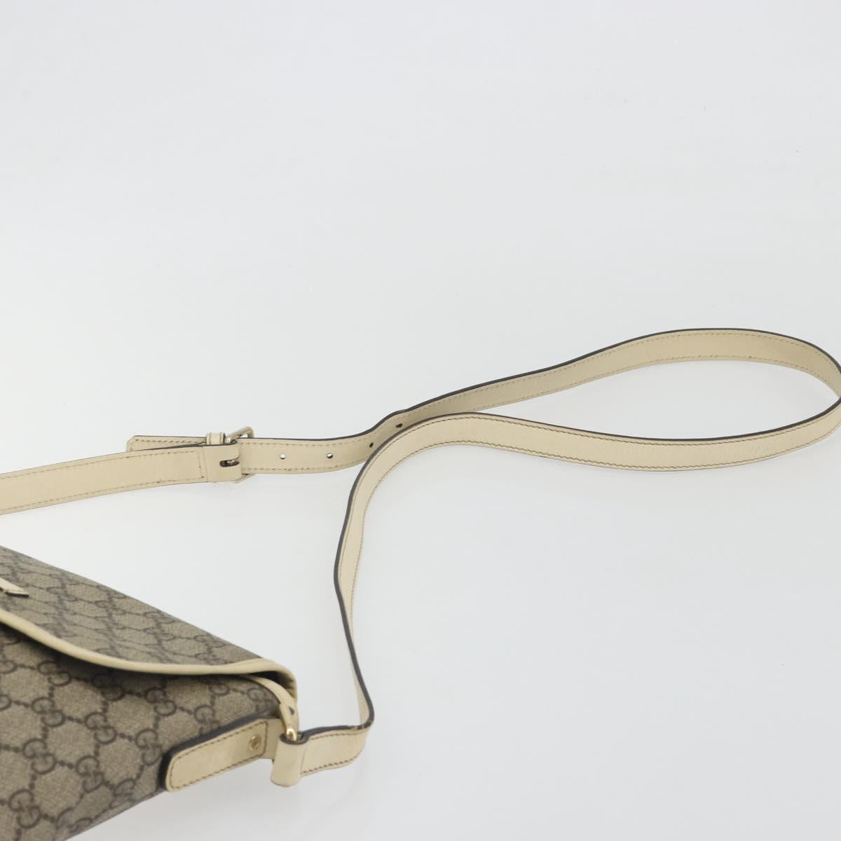 GUCCI GG Supreme Shoulder Bag PVC Beige Gold 223666 Auth 194327