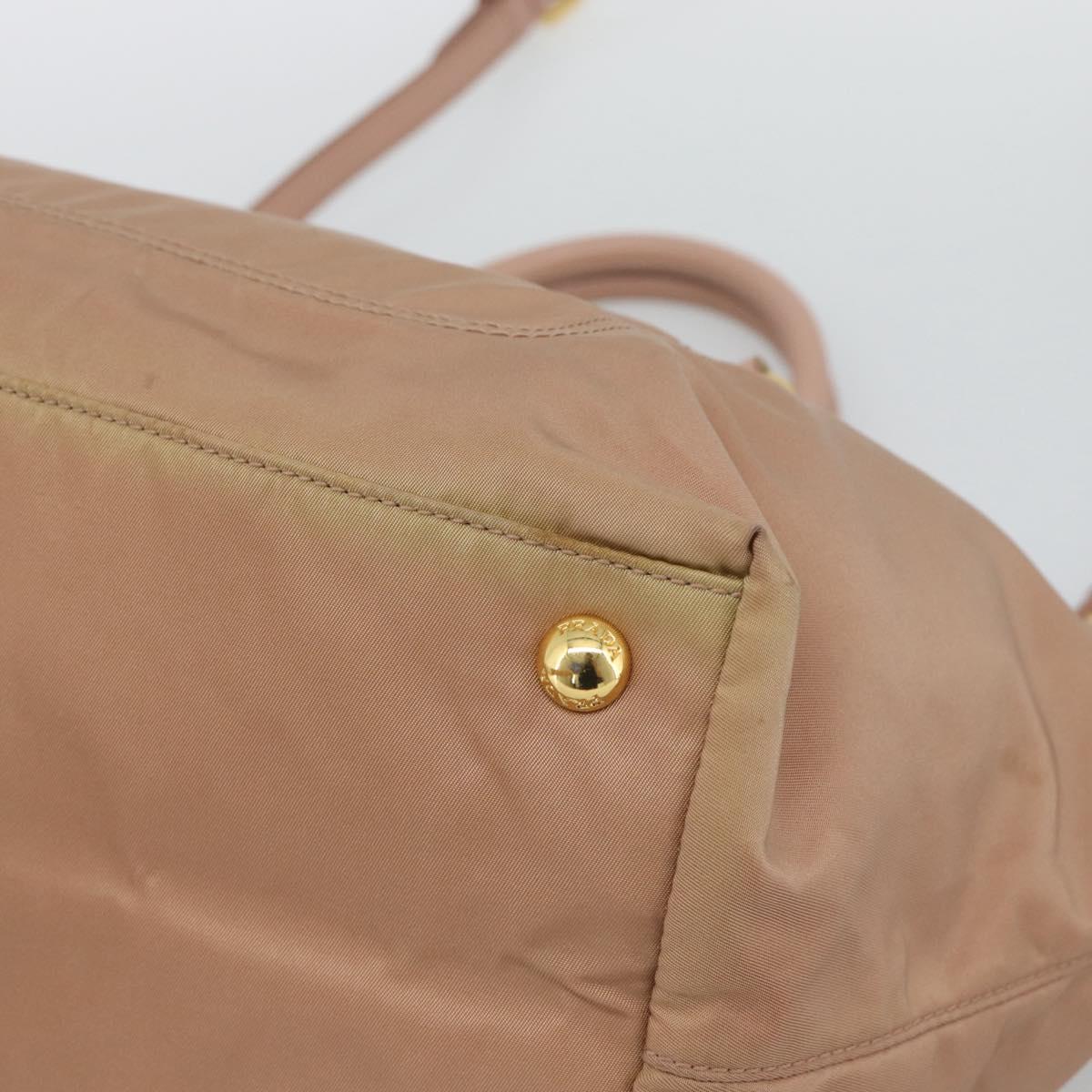 PRADA Hand Bag Nylon 2way Pink Gold Auth 194330