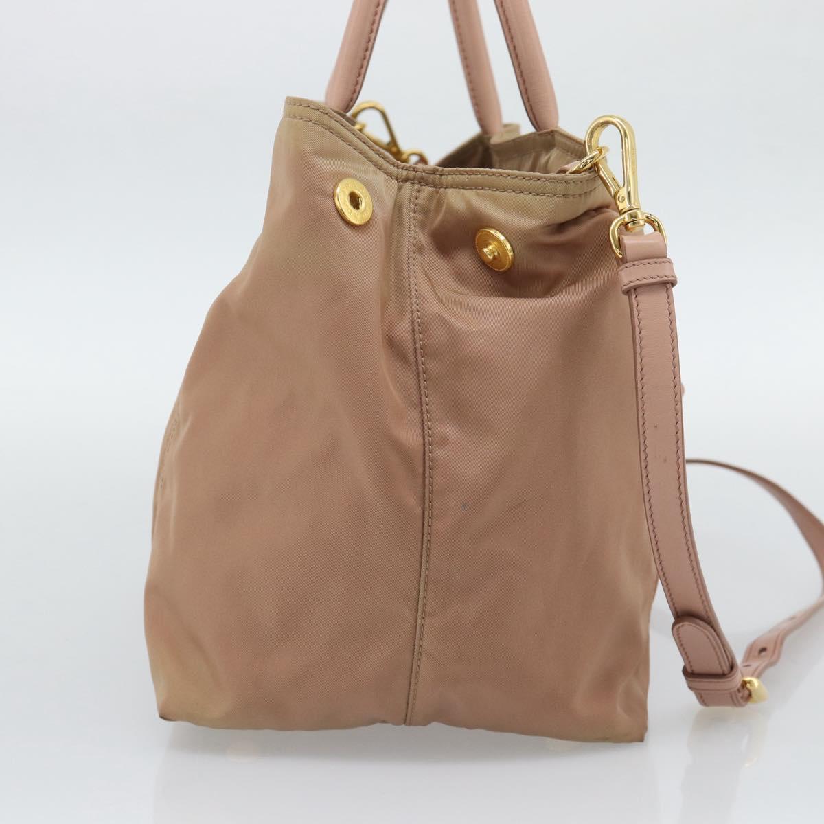 PRADA Hand Bag Nylon 2way Pink Gold Auth 194330