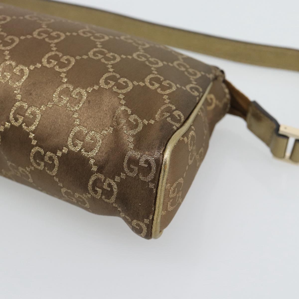 GUCCI GG Canvas Hand Bag Brown Gold 145750 Auth 194332A