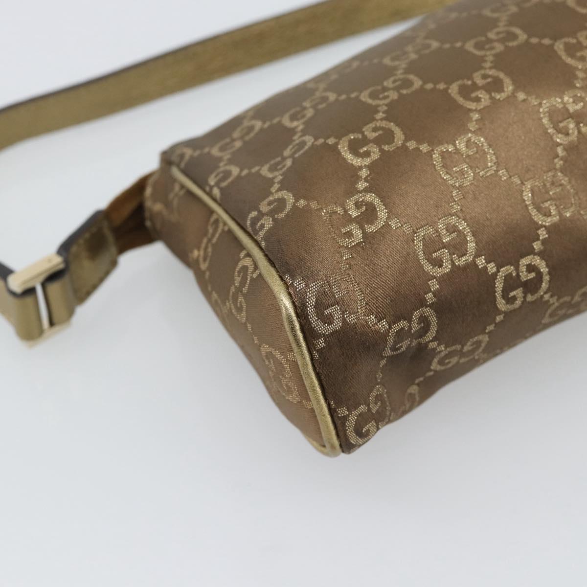 GUCCI GG Canvas Hand Bag Brown Gold 145750 Auth 194332A