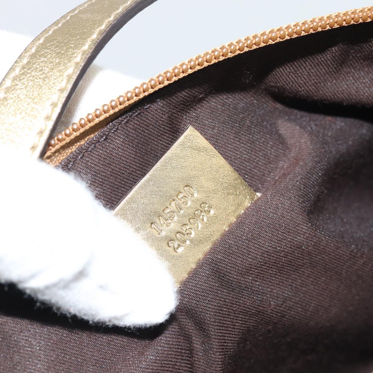 GUCCI GG Canvas Hand Bag Brown Gold 145750 Auth 194332A