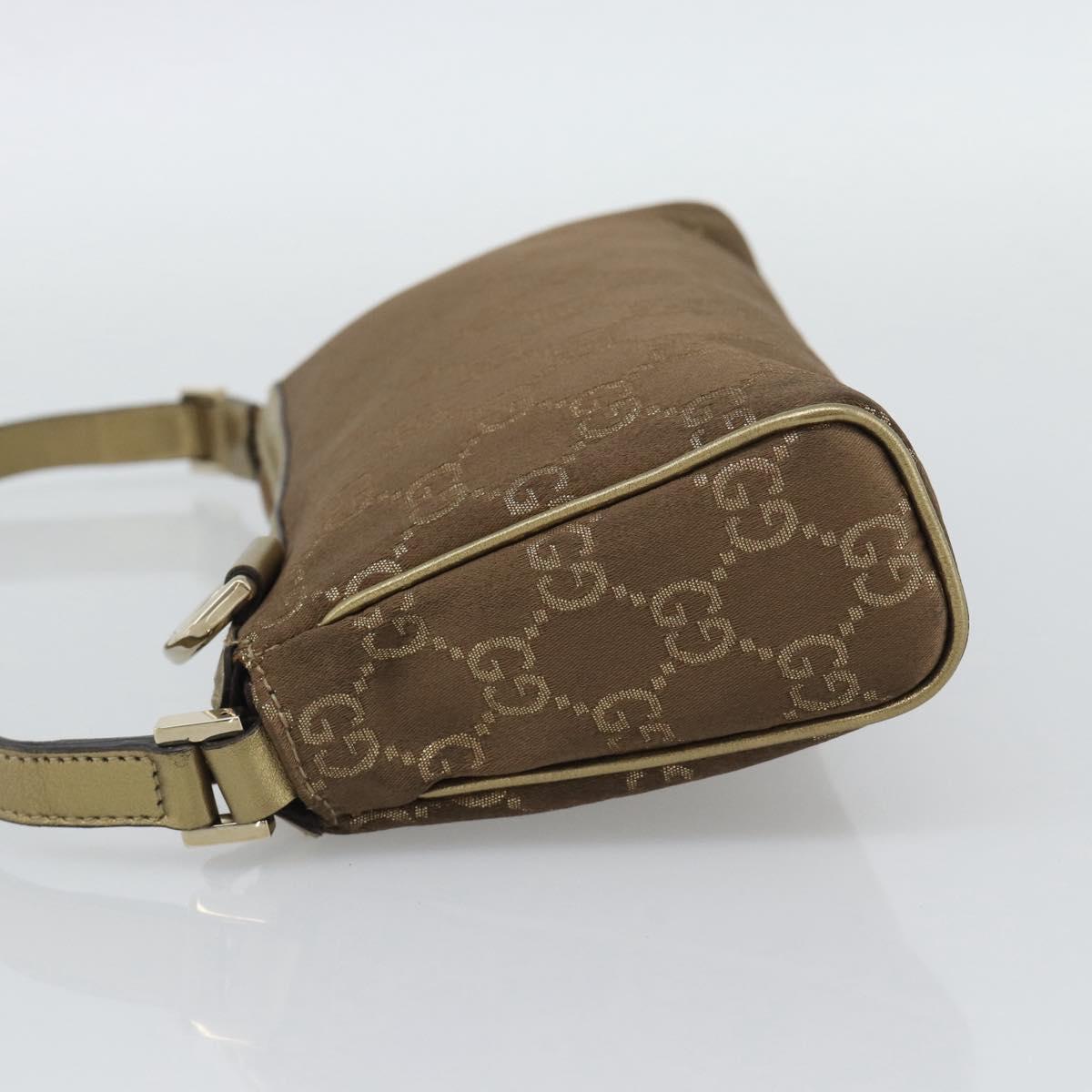 GUCCI GG Canvas Hand Bag Brown Gold 145750 Auth 194332A