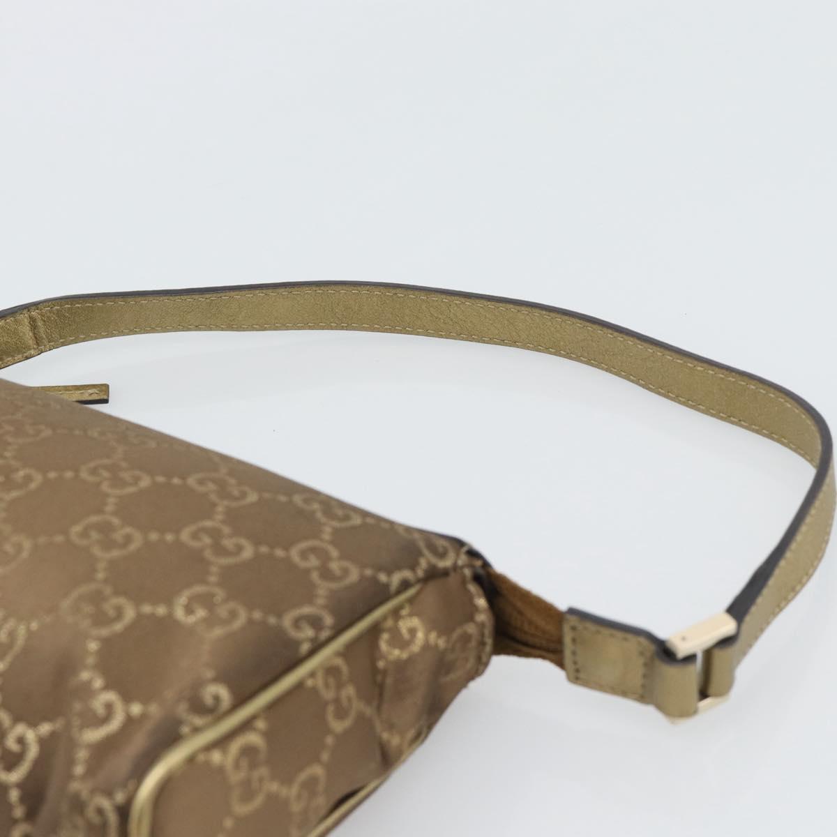 GUCCI GG Canvas Hand Bag Brown Gold 145750 Auth 194332A