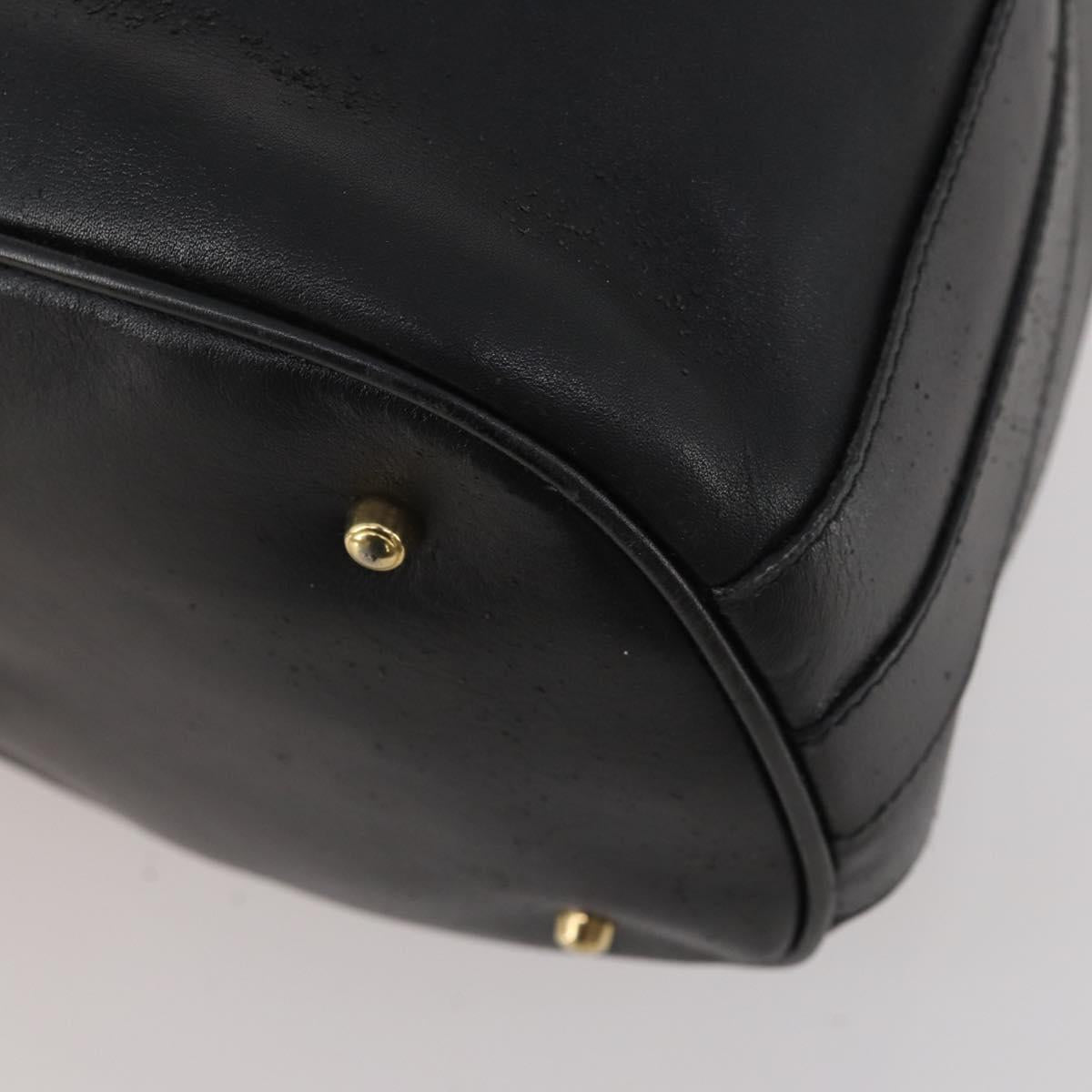 GUCCI Bamboo Hand Bag Leather Black Gold 001 2684 1657 Auth 194334
