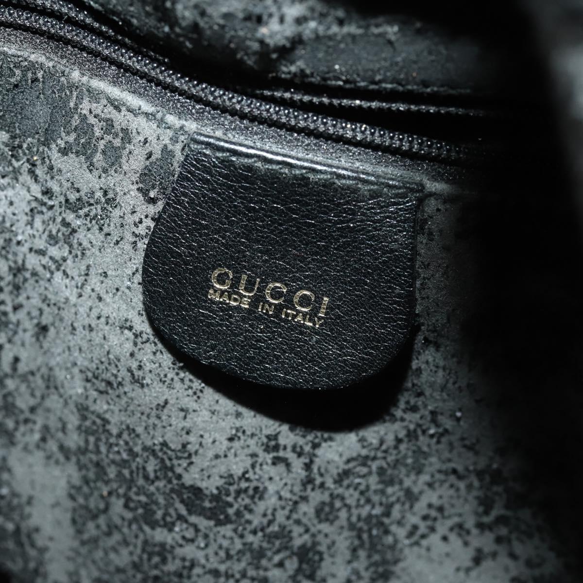 GUCCI Bamboo Hand Bag Leather Black Gold 001 2684 1657 Auth 194334