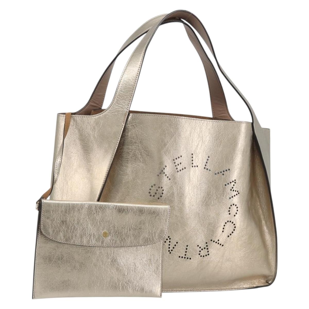 Stella MacCartney Tote Bag Leather Gold Auth 194335A