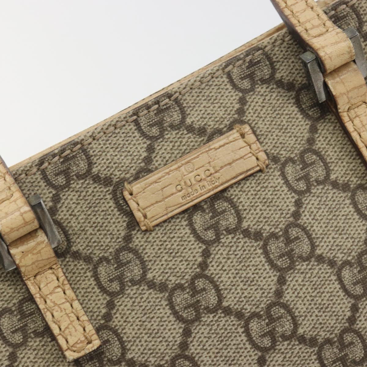 GUCCI GG Supreme Hand Bag PVC Beige Silver 114599 Auth 194338A